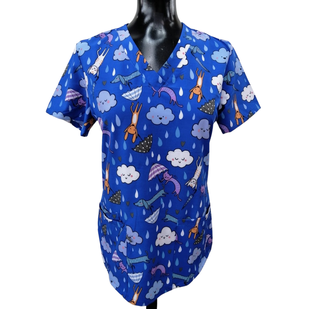 Printed Shirt Azul de nubes y gatos