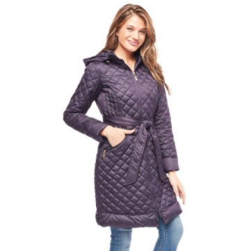 Women's Quilted Satin Belted Down Coat