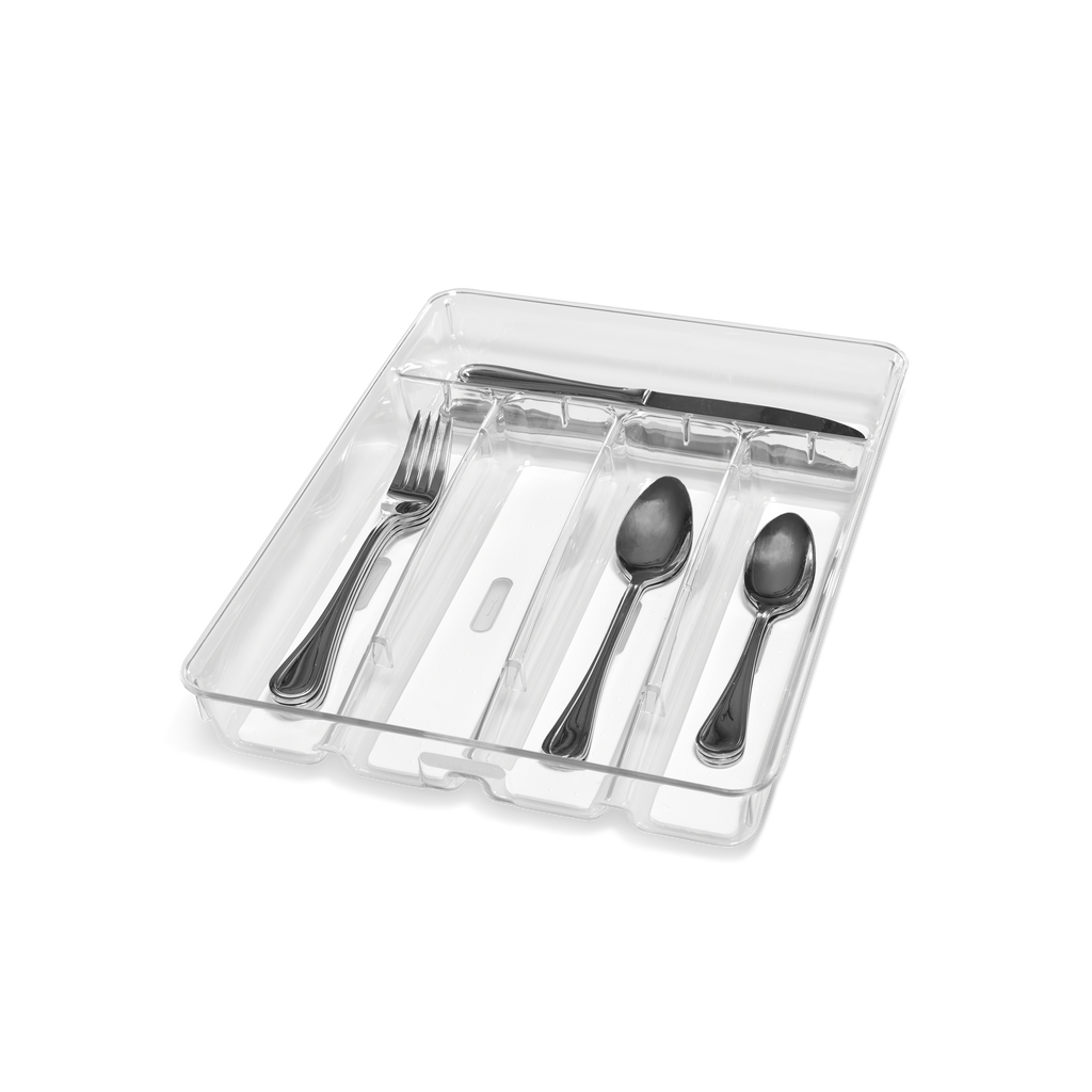 Clear Small Silverware Tray White