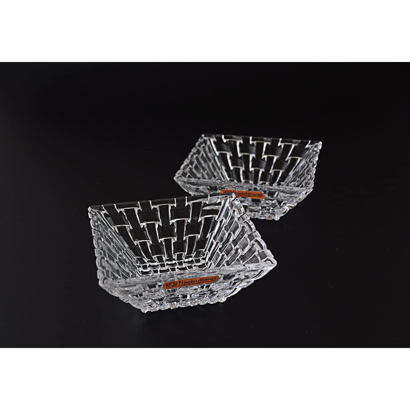 Bossa Nova Glass Plate and Square Serving Bowls  Set of 3 Clear