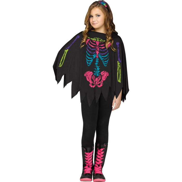 Skeleton poncho child in 2 styles