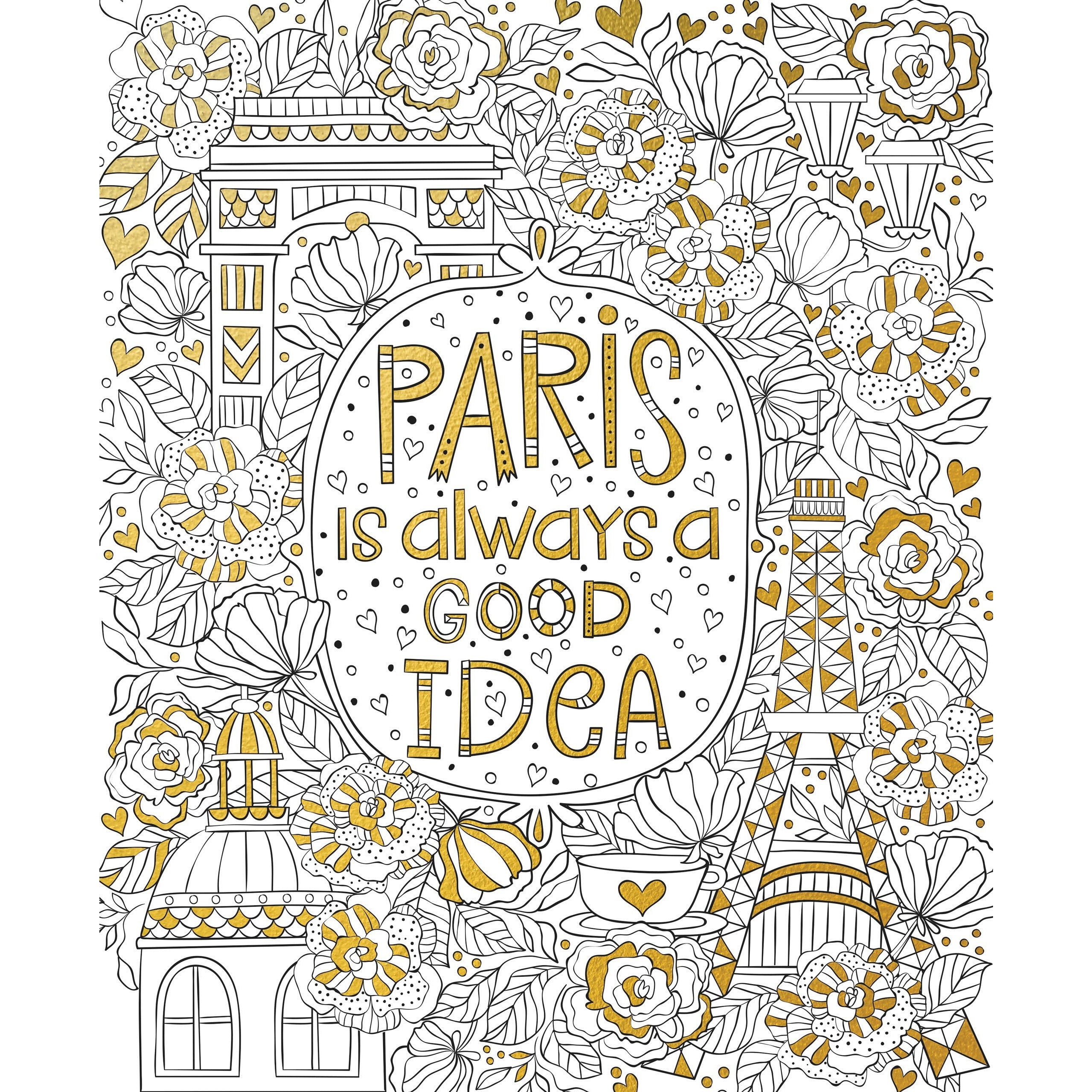 GOLD FOIL COLORING PRINTS ADVENTURE AWAITS