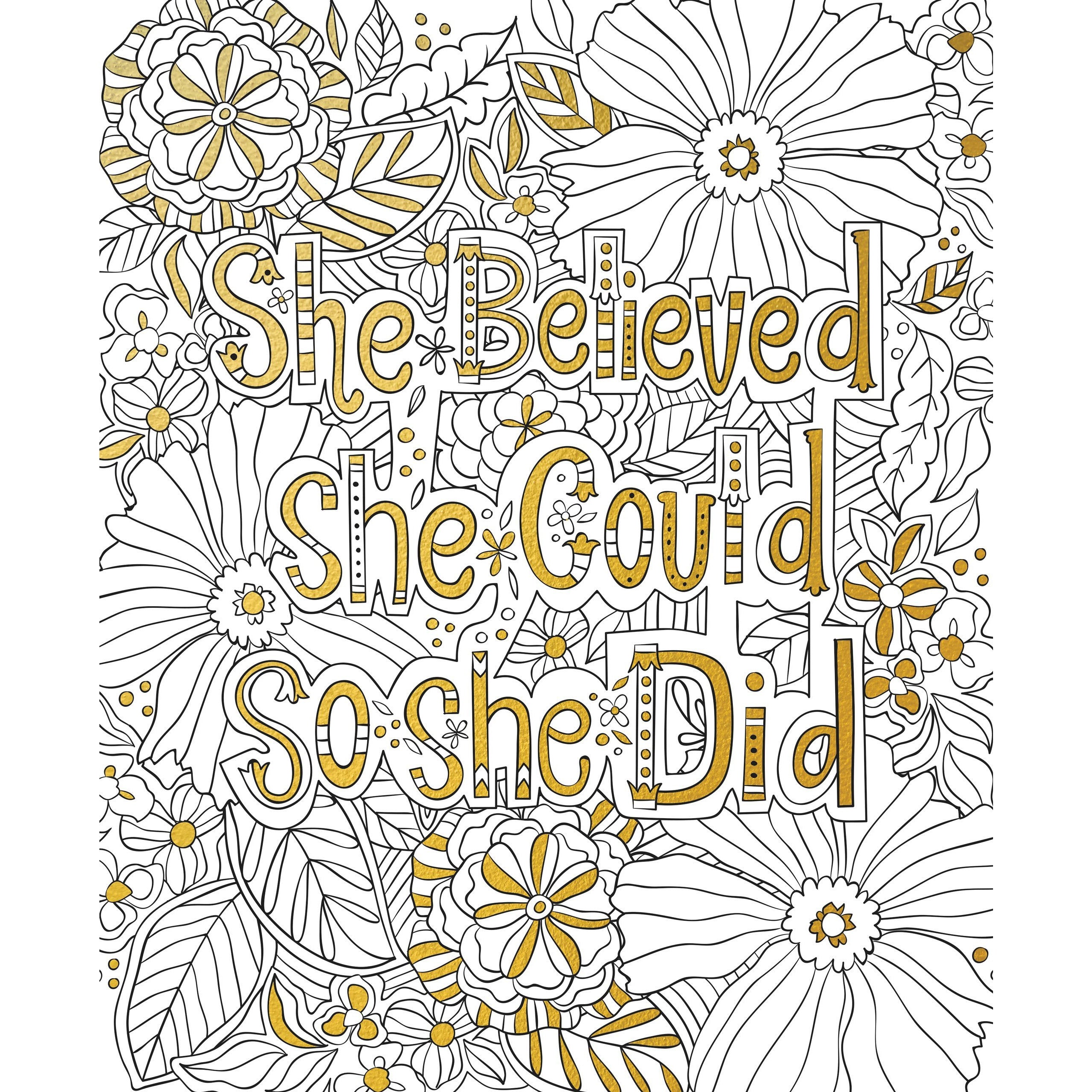 GOLD FOIL COLORING PRINTS ADVENTURE AWAITS