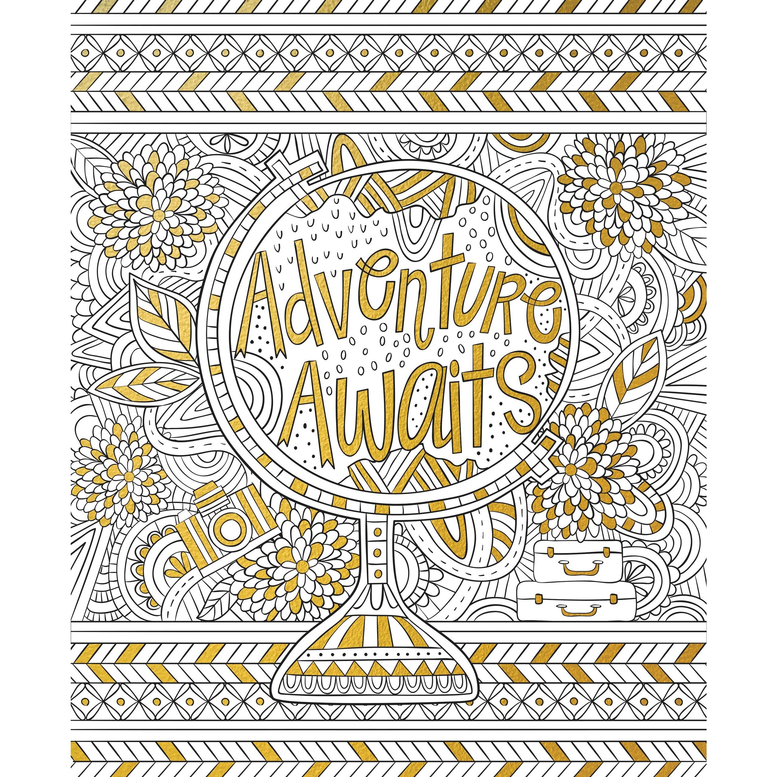 GOLD FOIL COLORING PRINTS ADVENTURE AWAITS