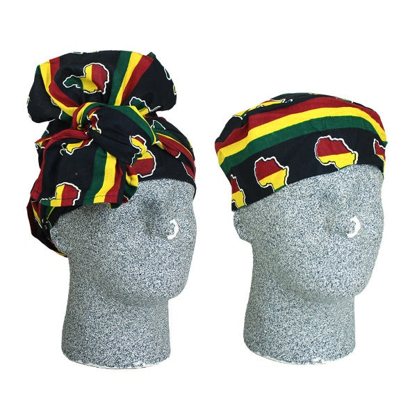 African Print Hat & Head Wrap Set - B