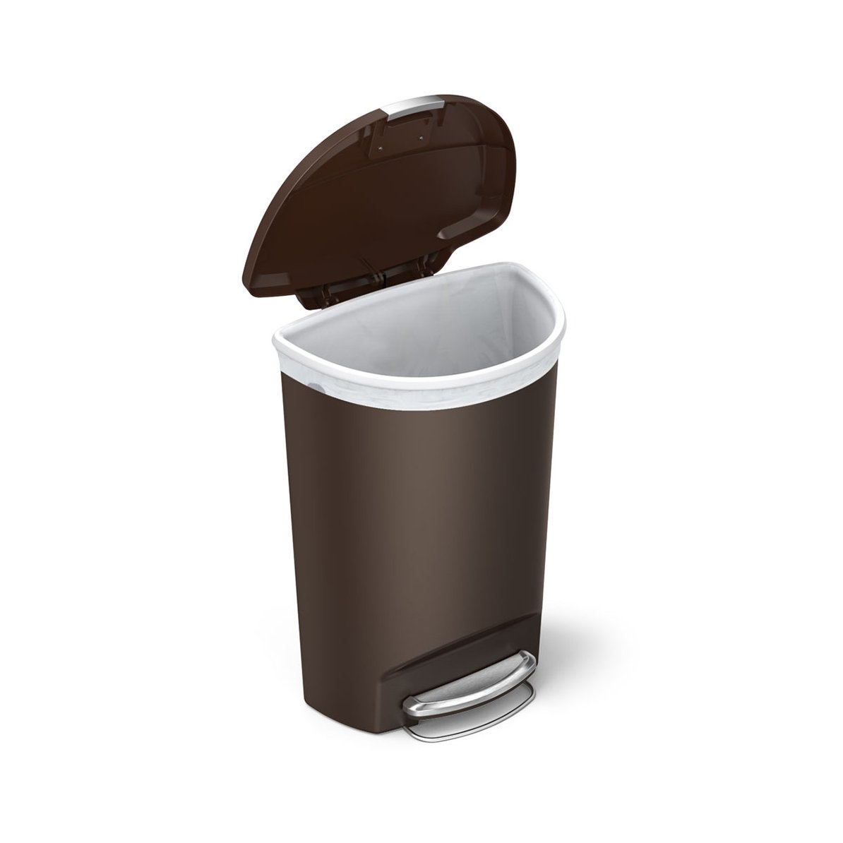 50L SEMI - ROUND PLASTIC STEP TRASH CAN / MOCHA