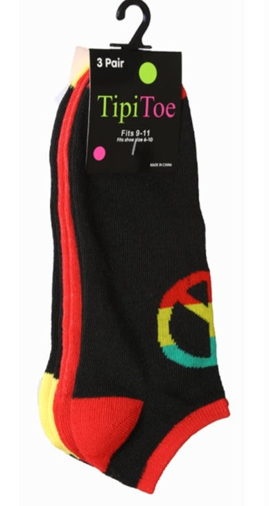 Women's 3 Pair Ankle Socks Hippie