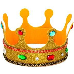 GOLD GLITTER JEWELED QUEEN'S CROWN