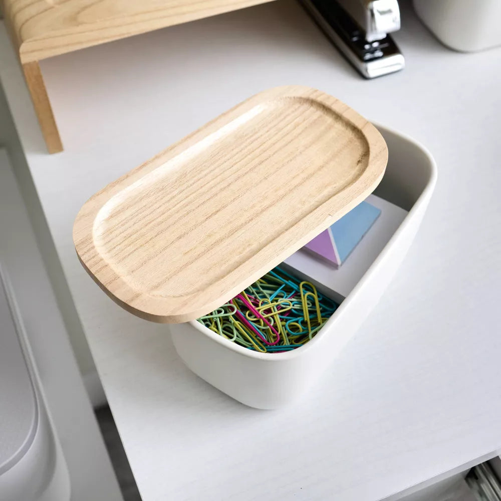 Eco Office Ceramic Bin with Lid Coconut