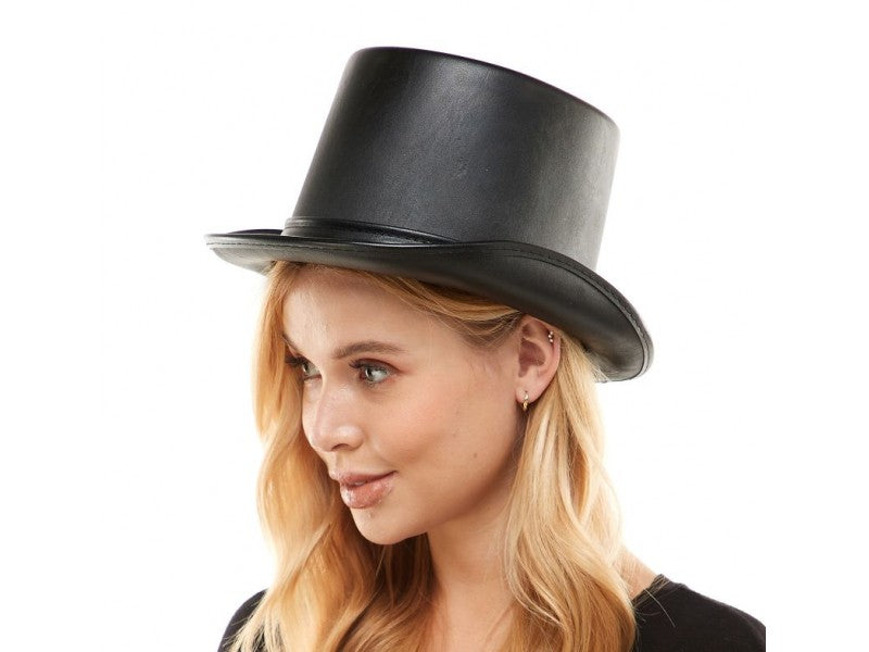 Black leather top hat