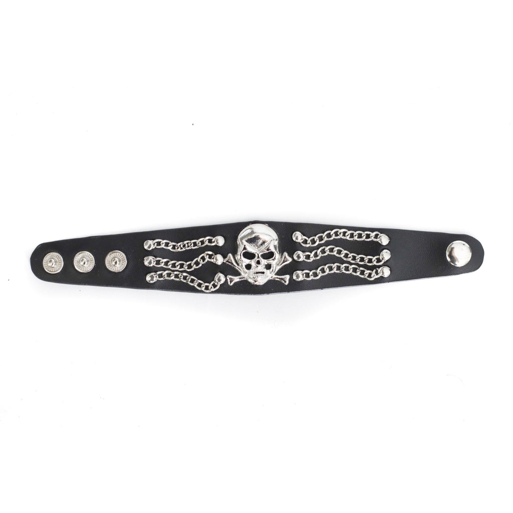 Skull and chains biker wristbans