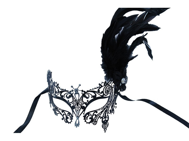 Metal masks w/ feathers aside Black