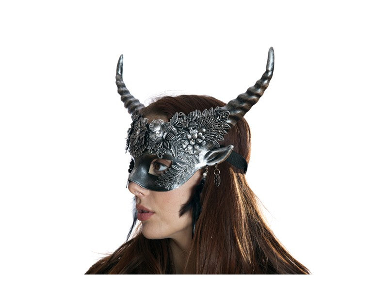 Horned Venetian Mask Silver