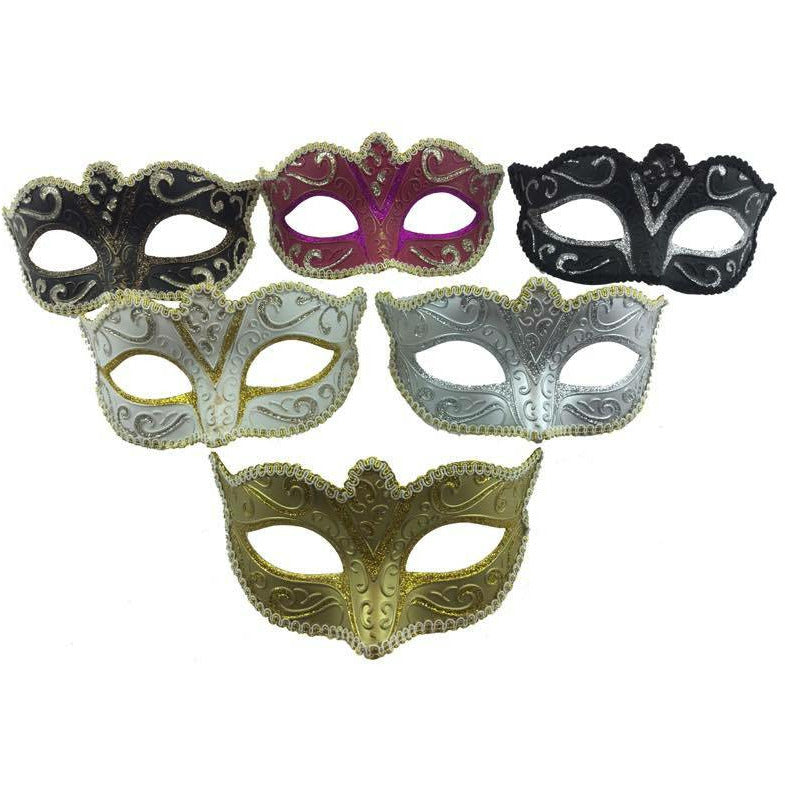 Glitter Masks w/Trim Two-Tone Assorted