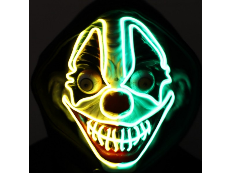 Neon light clown mask in 4 Colors