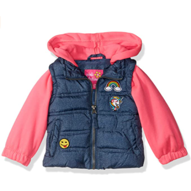 Baby-girls Patch Vest With Fleece Hood and Sleeves