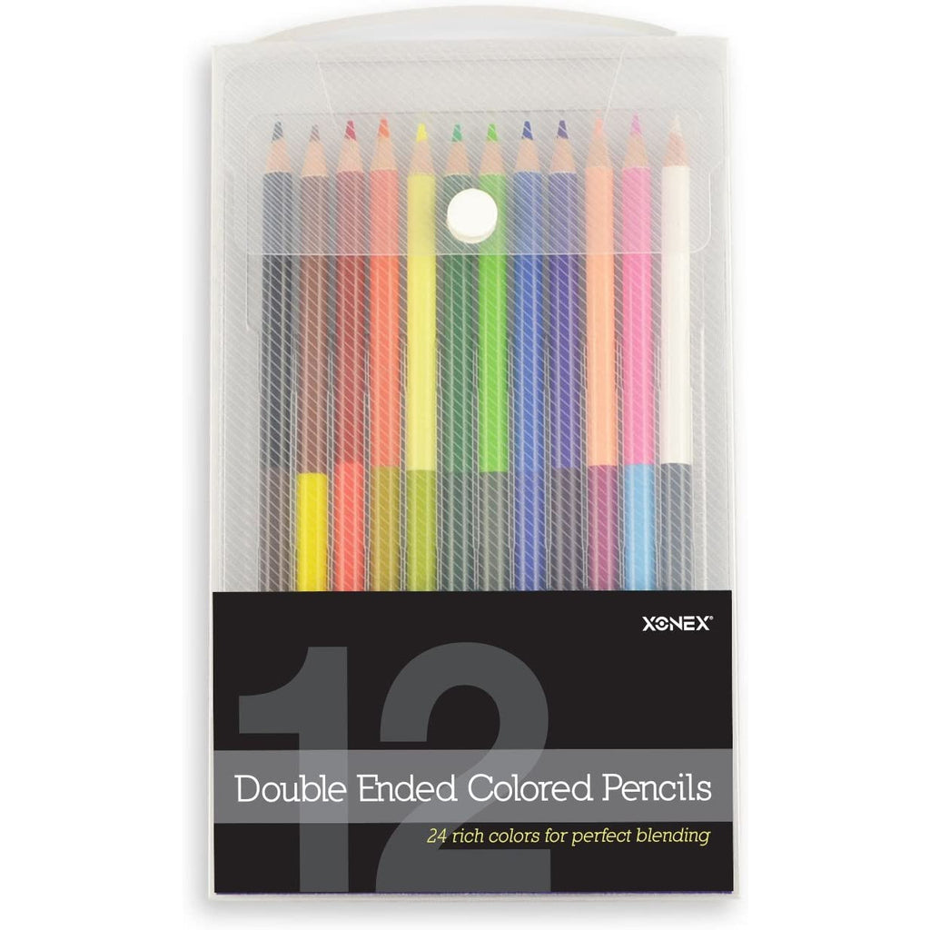 12 DOUBLE ENDED COLORED PENCILS