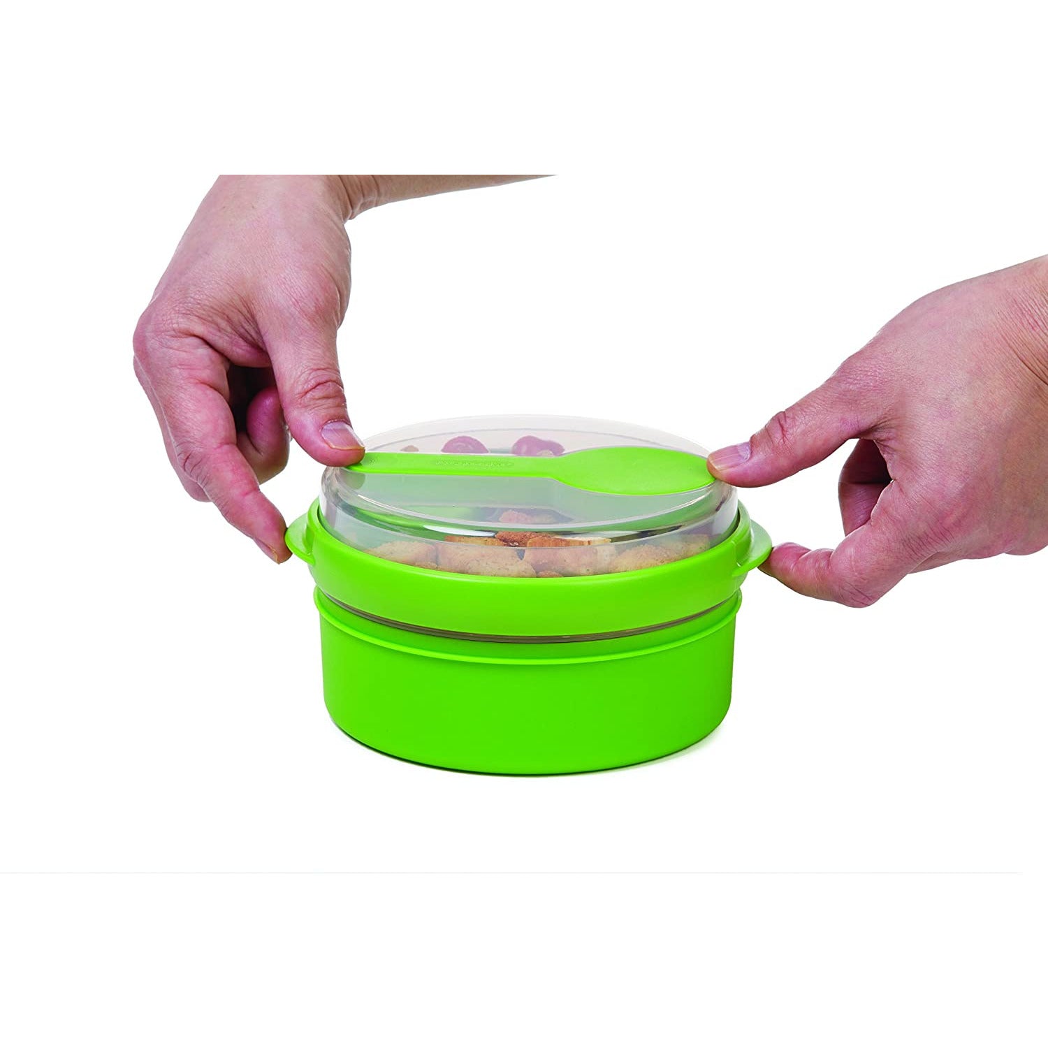 On the Go Hand Held Lunch Box/Salad Bowl Green