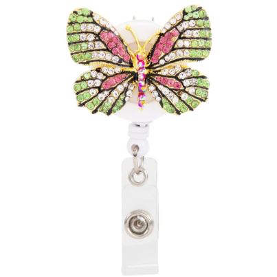 Butterfly Rhinestone Badge Reel