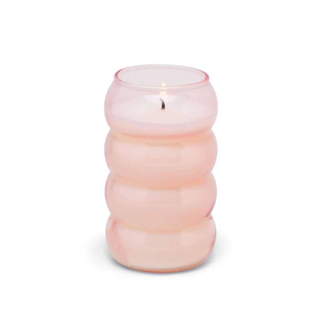 REALM 12 OZ PINK BUBBLE RIBBED GLASS DUSK