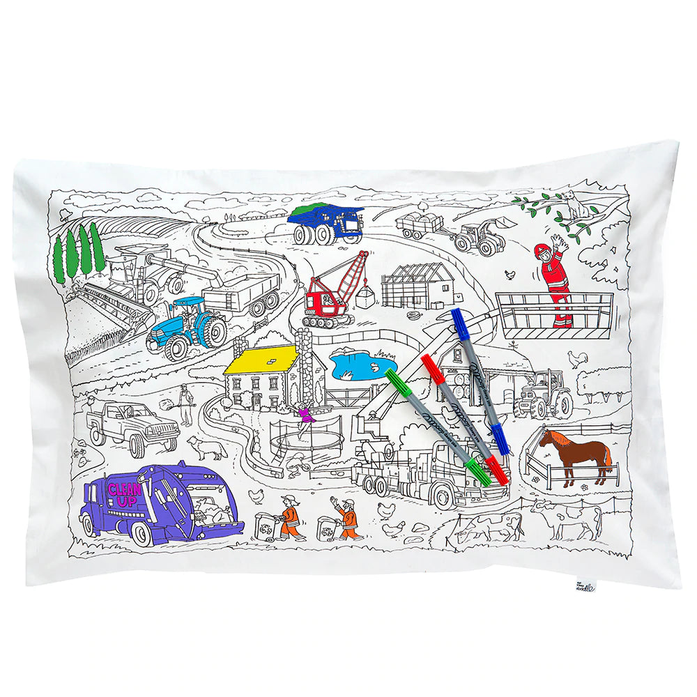 The doodle pillowcase-Working Wheels