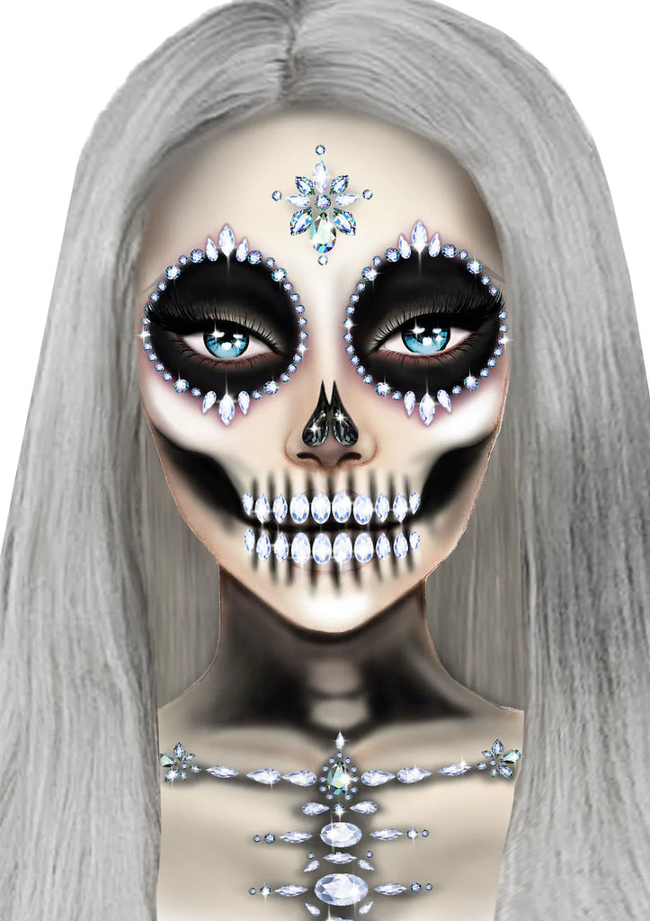 Skeleton adhesive face and chest jewel stickers
