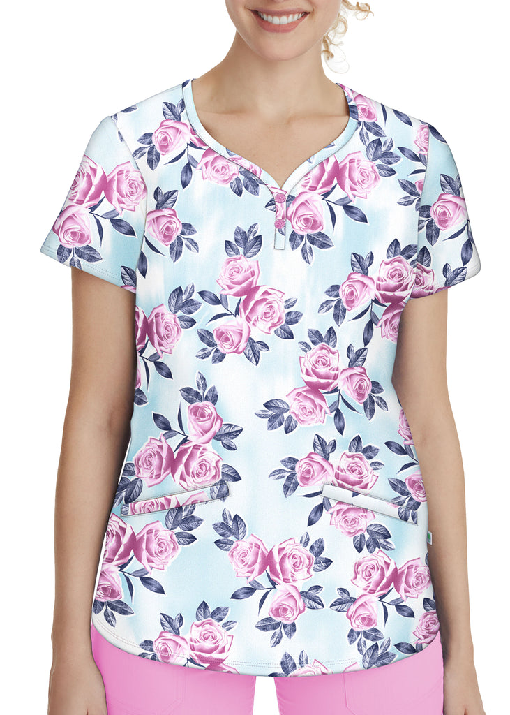 Two-Button Jewel Neck Top Scent of a Rose