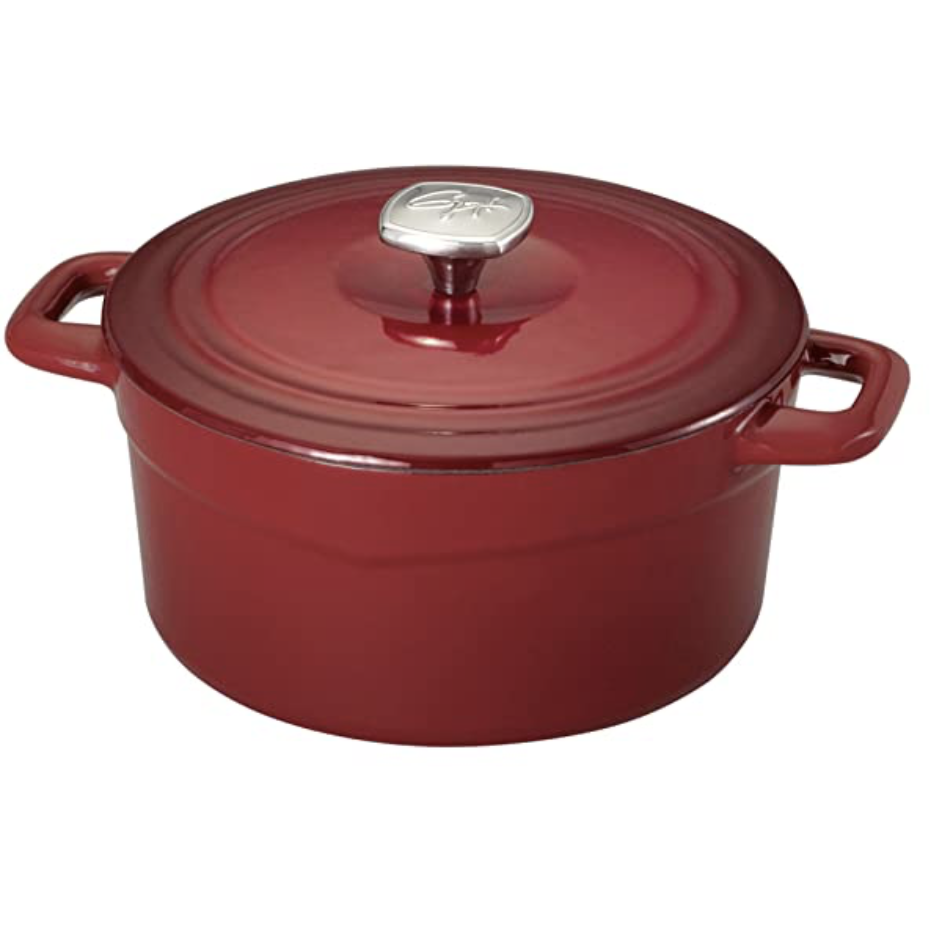 Guy Fieri Cast Iron 3.5-Quart Dutch Oven with Lid, Red