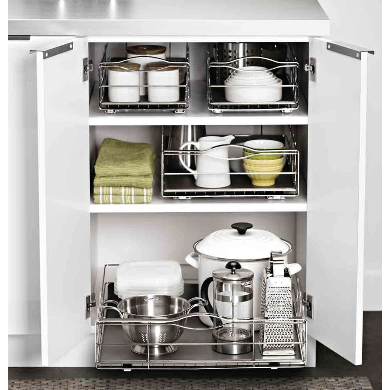 20" PULL OUT CABINET ORGANIZER WITH LID INSET