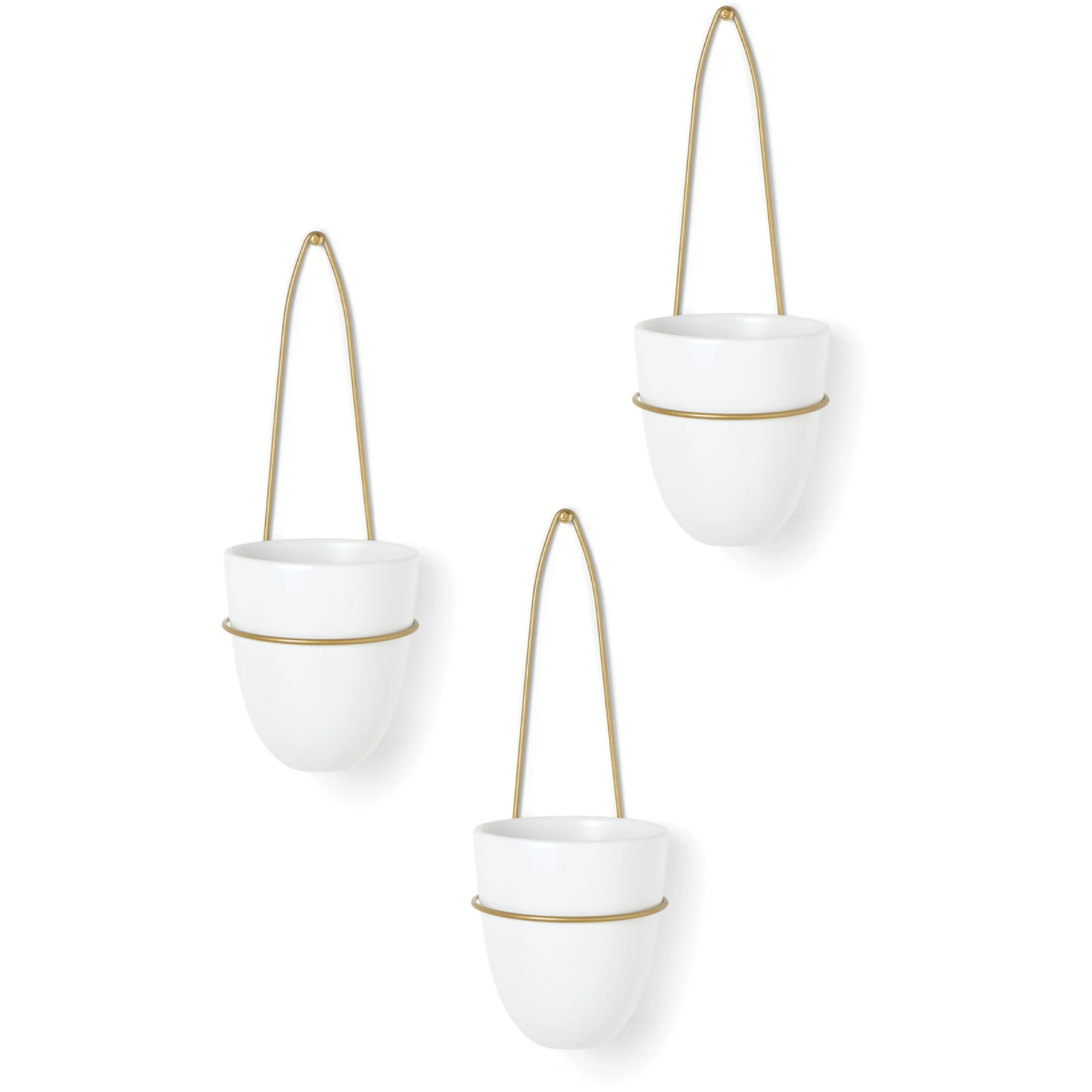 TRIA SET OF 3 PLANTER WHITE / BRASS