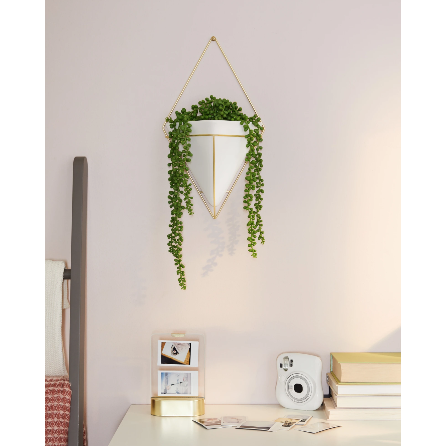 Trigg Large Wall Vessel White-Brass