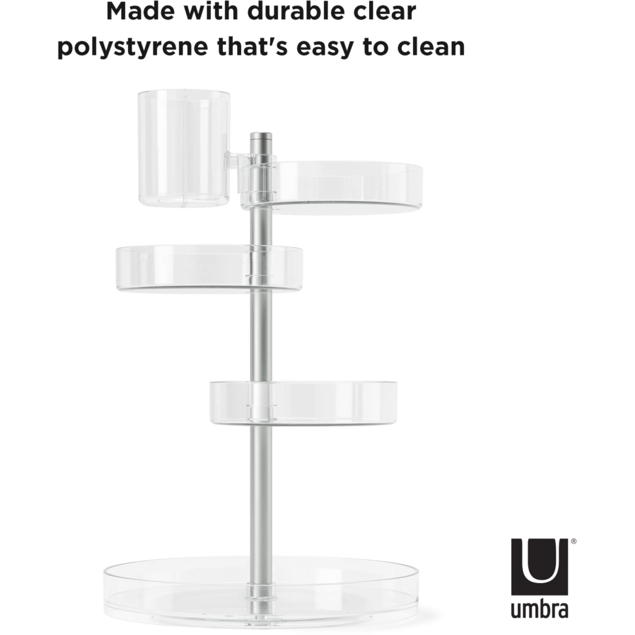 PIROUETTE  ACRYLIC ORGANIZER CLEAR & NICKEL