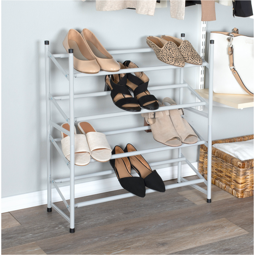 Stacking and expanding shoe rack matte grey