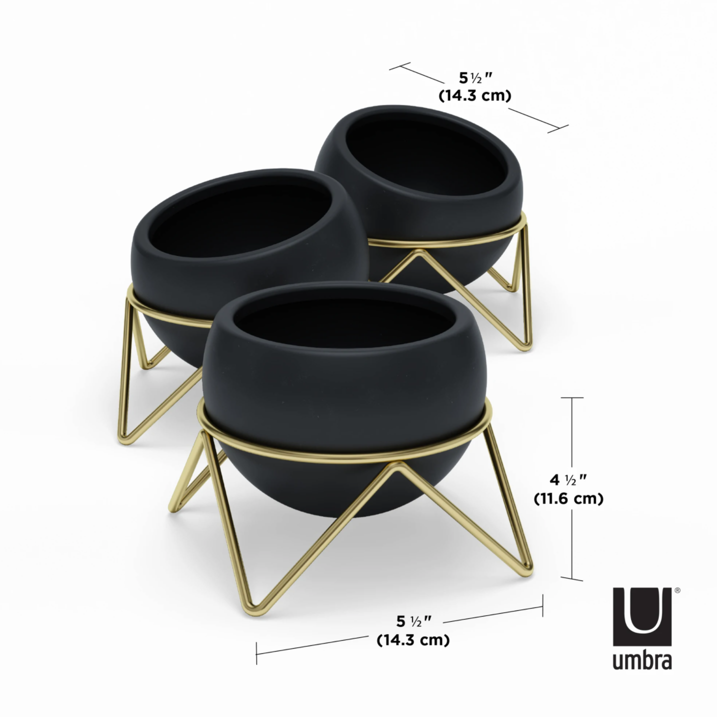 POTSY 3 PACK PLANTER BLACK /BRASS