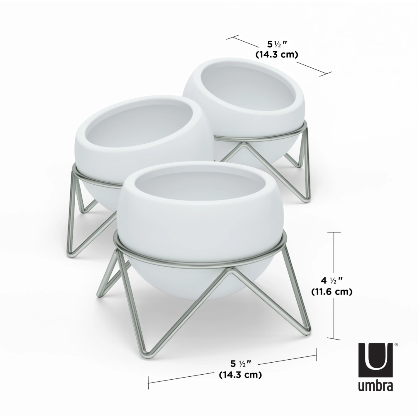 POTSY 3 PACK PLANTER WHITE / NICKEL