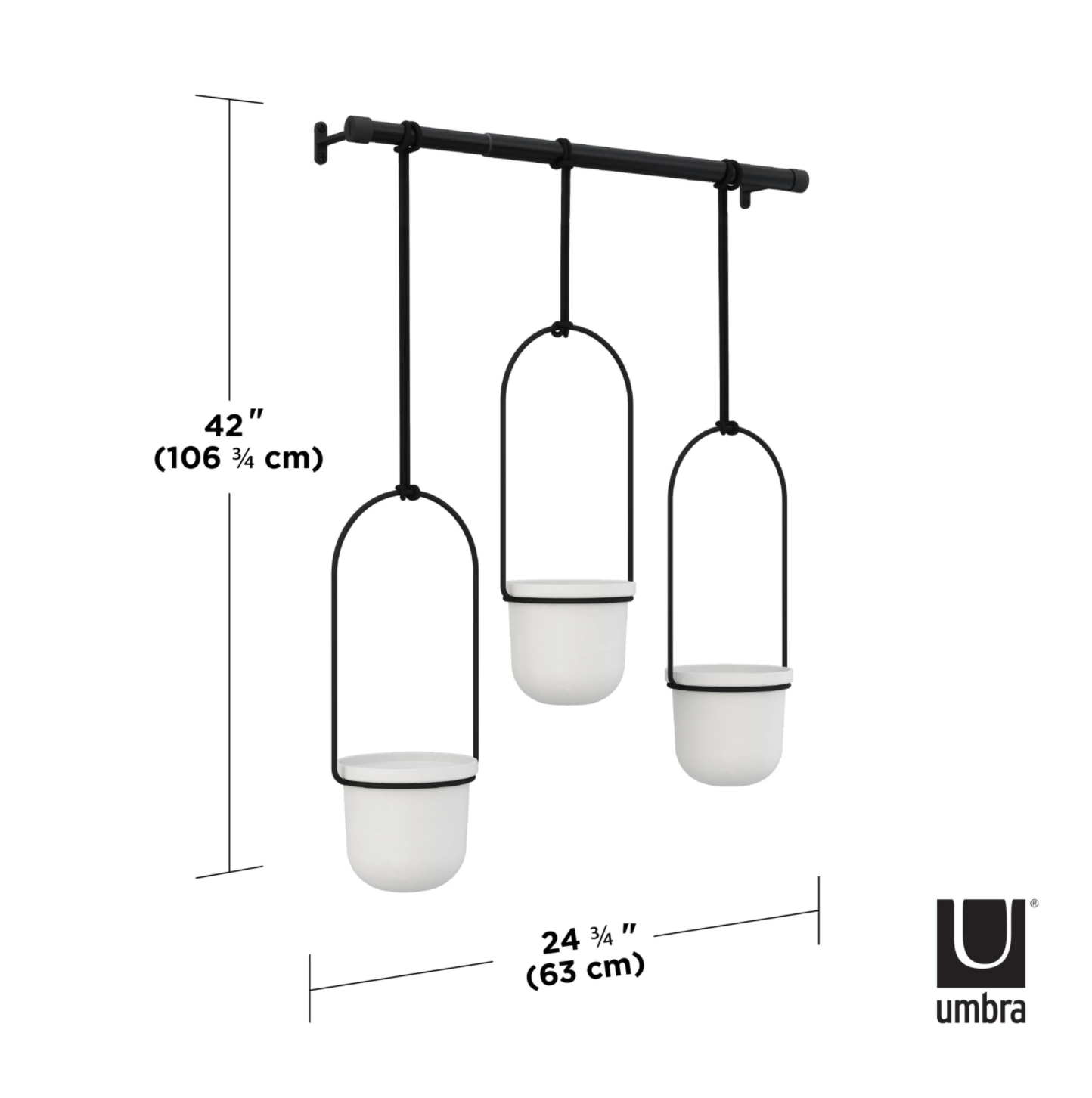 Triflora Hanging Planter System White/Black