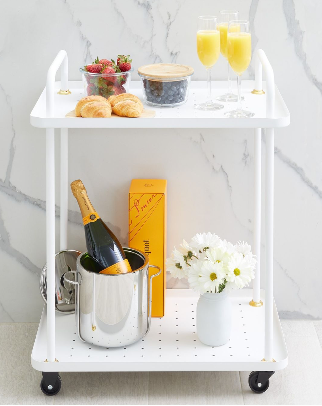 White Rolling Bar /Storage Cart