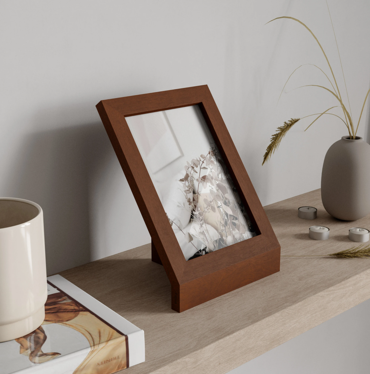 PODIUM PHOTO DISPLAY 5X7" LIGHT WALNUT