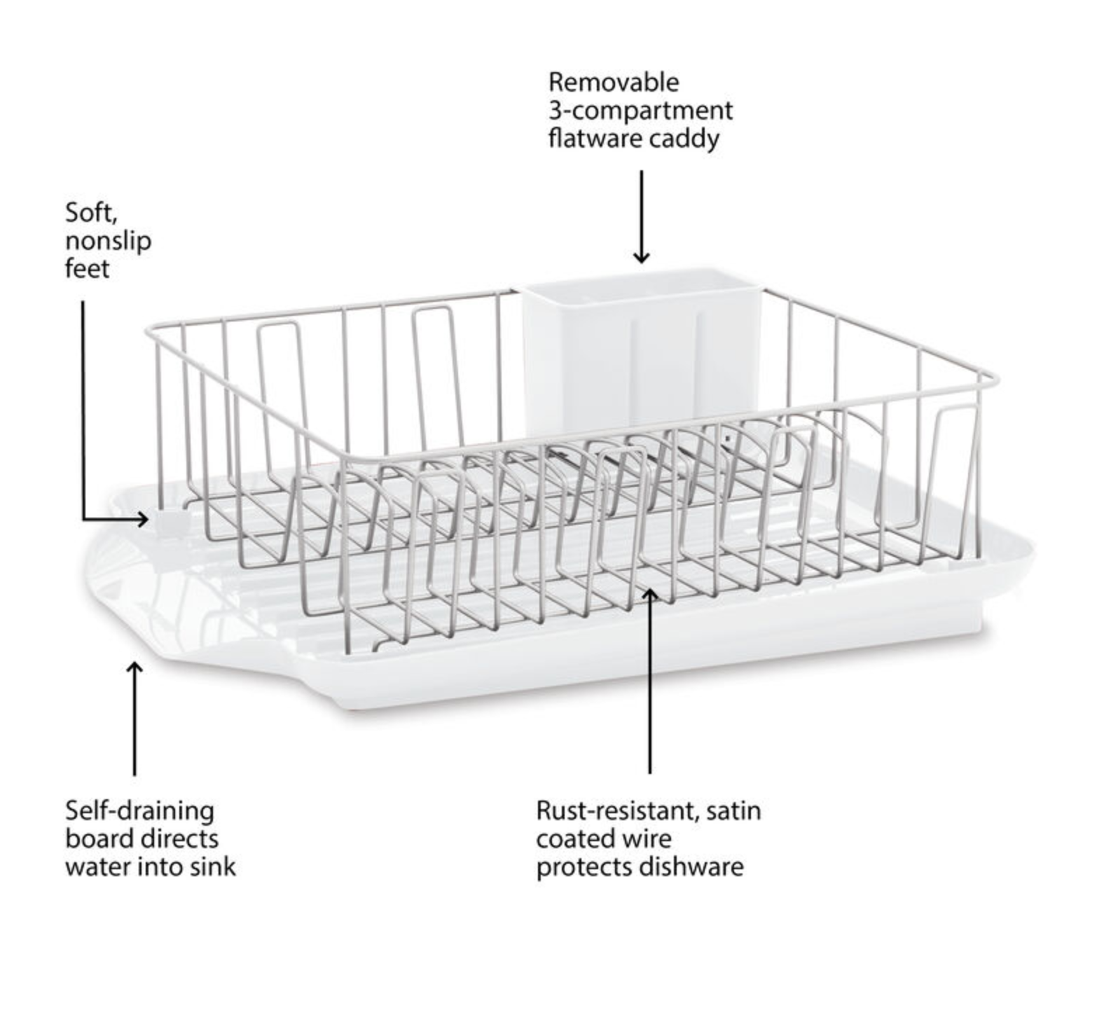 3 Piece Dish Rack White