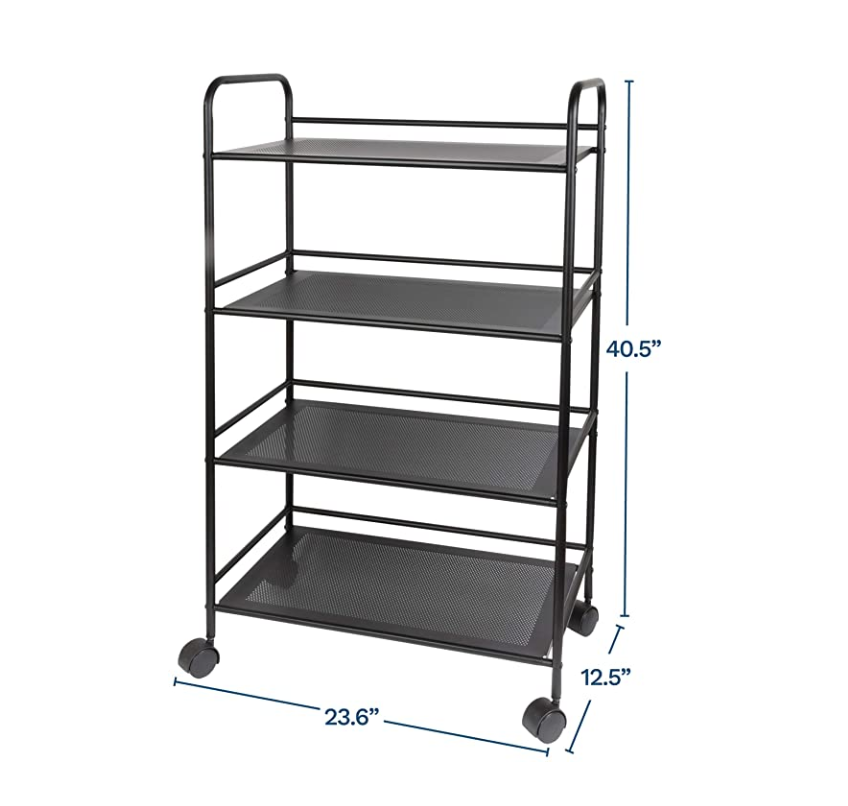 4 Tier Rolling Cart  Black