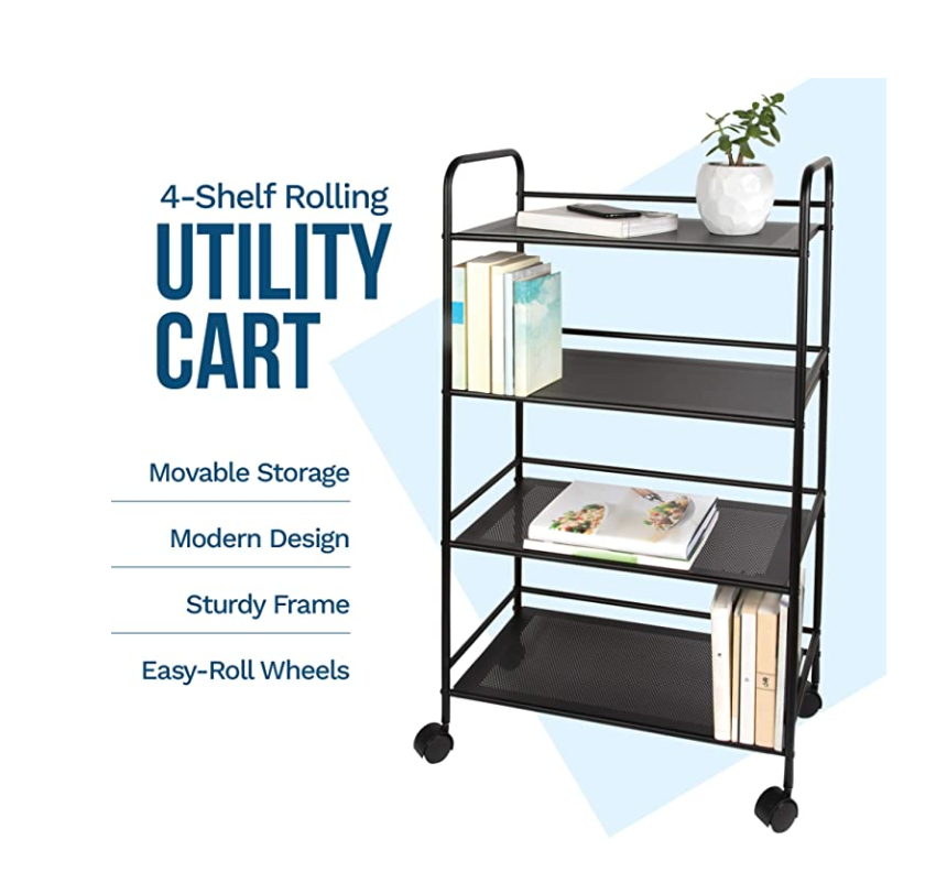 4 Tier Rolling Cart  Black