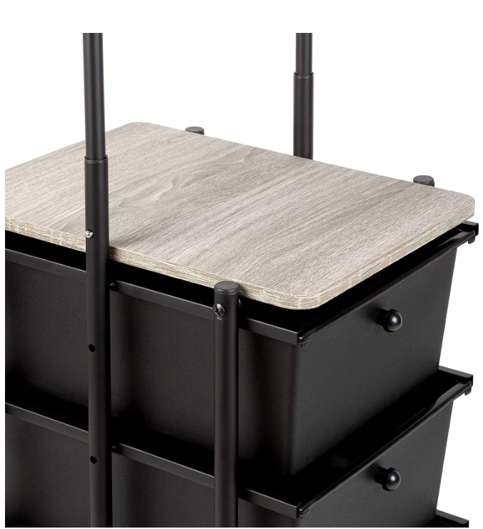 Adjustable Height 3-Drawer Cart Matte Black