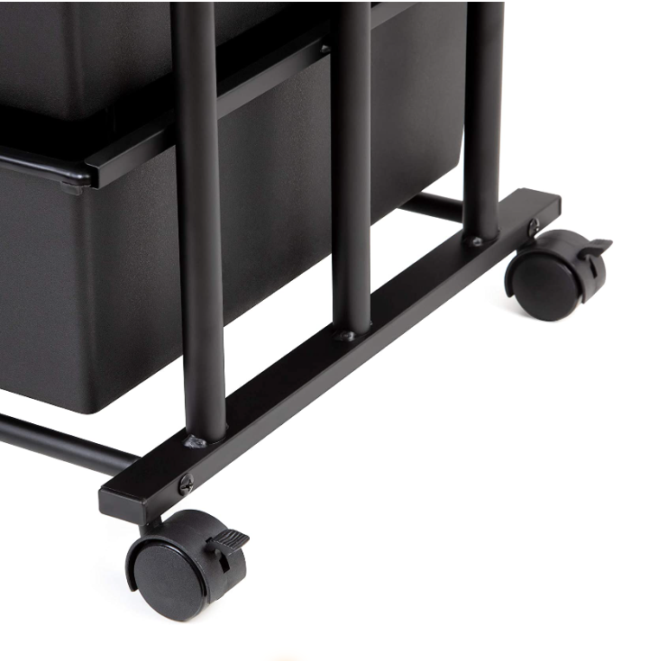 Adjustable Height 3-Drawer Cart Matte Black