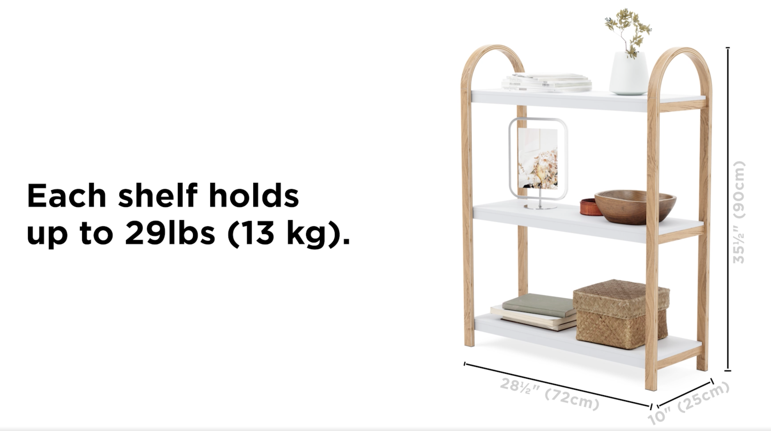 Bellwood Freestand Shelf 3  Tier White/Natural