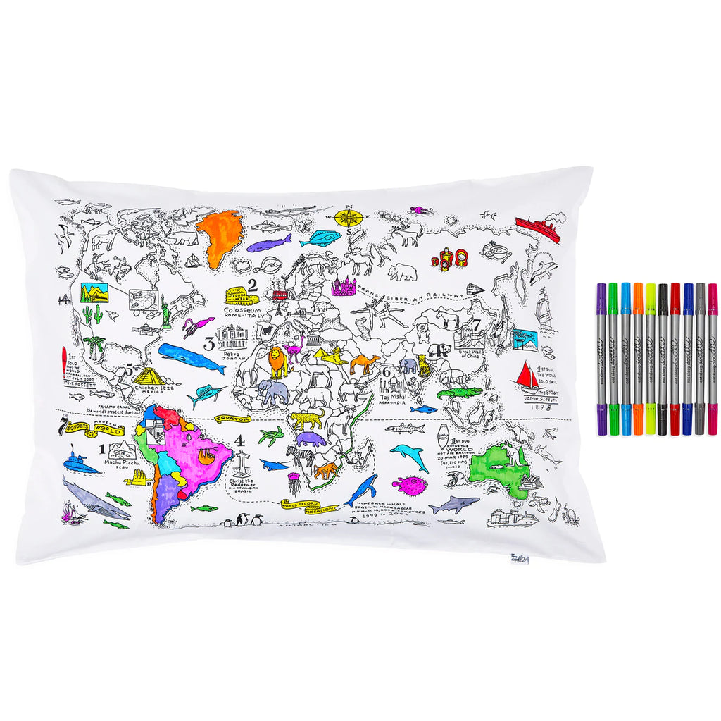 The doodle pillowcase-World map