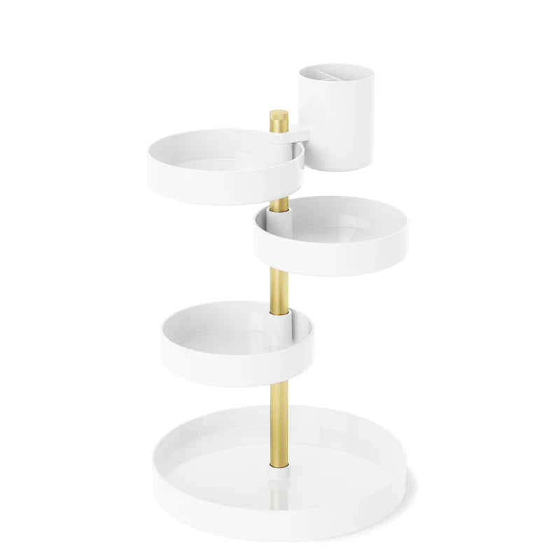 Pirouette Cosmetic Organizer White/Brass