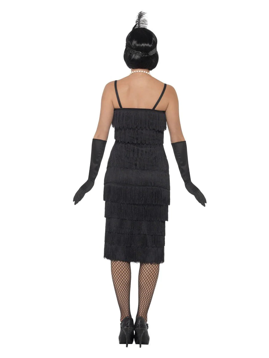 Flapper Costume, Black, with Long Dress