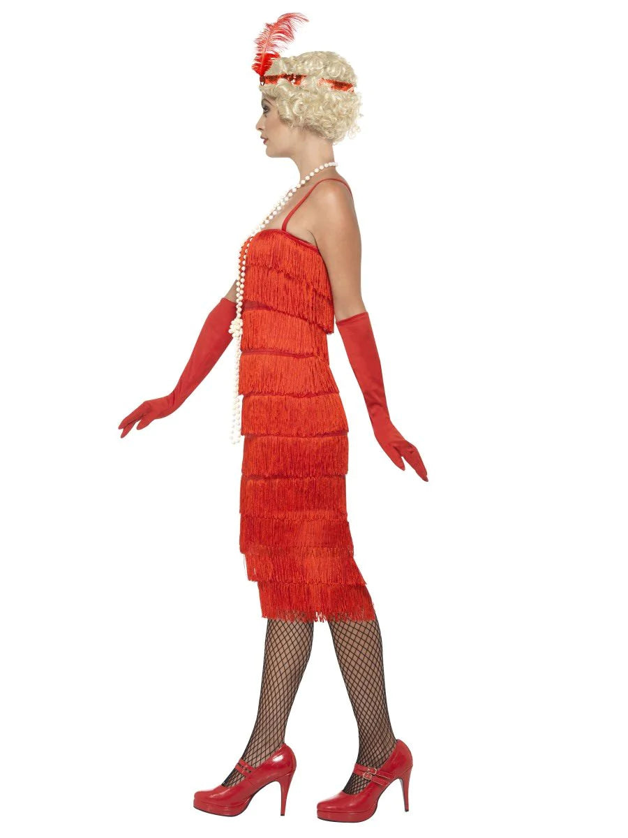 Flapper Costume, Red, with Long Dress