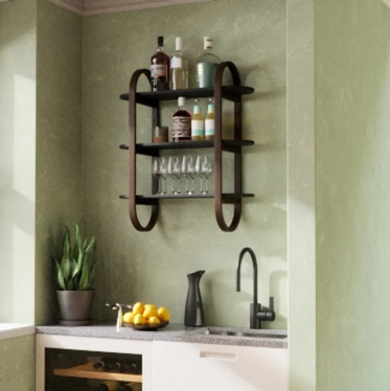 Bellwood Wall Shelf Black/Walnut