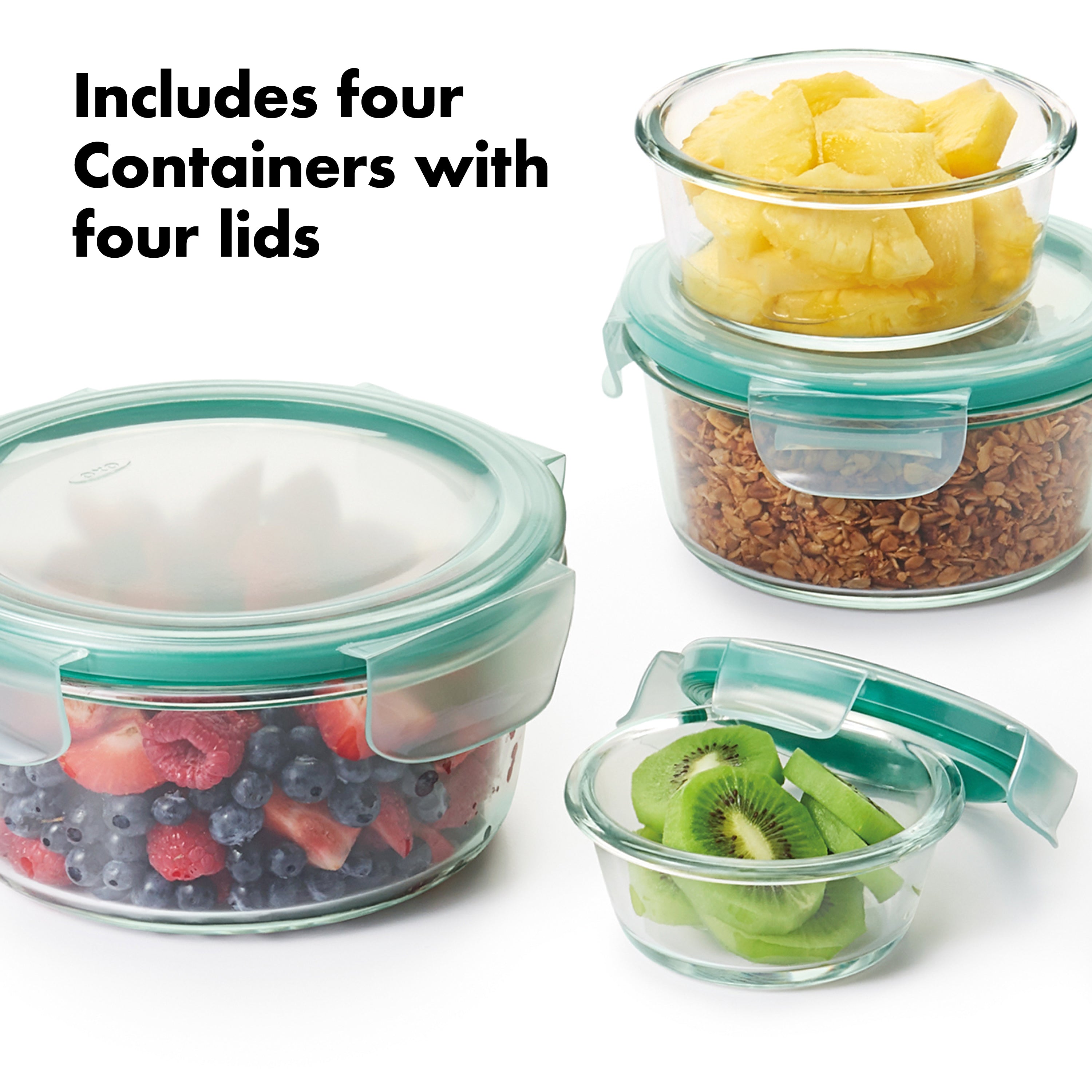 OXO GG 8 PC SMART SEAL GLASS ROUND CONTAINER SET